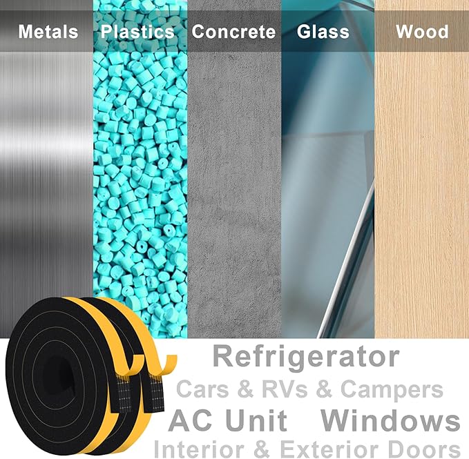 Closed Cell Window Insulation Weather Stripping, Insulation Tape for Door, Soundproof Door Weather Stripping, Adhesive Foam Gasket Tape, Anti-Bug, Weatherproof (1 in x 1 in x 13Ft)