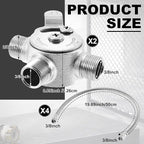 2 Pieces 3/8" Manual Mixing Valve Hot Cold Water Temperature Mixer Thermostatic Mixing Valve for Home and Bathroom Below Deck to Adjust Water Temperature, 4 Braided Faucet Connector Included
