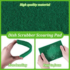 60 PCS Scouring Pads Heavy Duty, Reusable Multipurpose Scour Pads, 5.9 x 3.95 inch Household Scrub Pad for Cleaning, Green Dish Scrubber Scrubbing Pad for Dishes Sink Kitchen Metal Grills