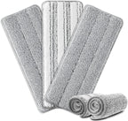 Flat Mop Pads, 3 Pack 13" X 4.9" Microfiber Mop Pad/Refill/Head, Mop Pads Washable Microfiber Squeeze Cleaning Mop Heads Replacement - White and Grey