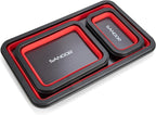Collapsible Magnetic Parts Tray Set - 3 Different Size Tool Trays for Screw, Bolts, Nuts, Washers, Pins and Other Small Metal Parts, Mechanic Tool Gifts for Men - Red