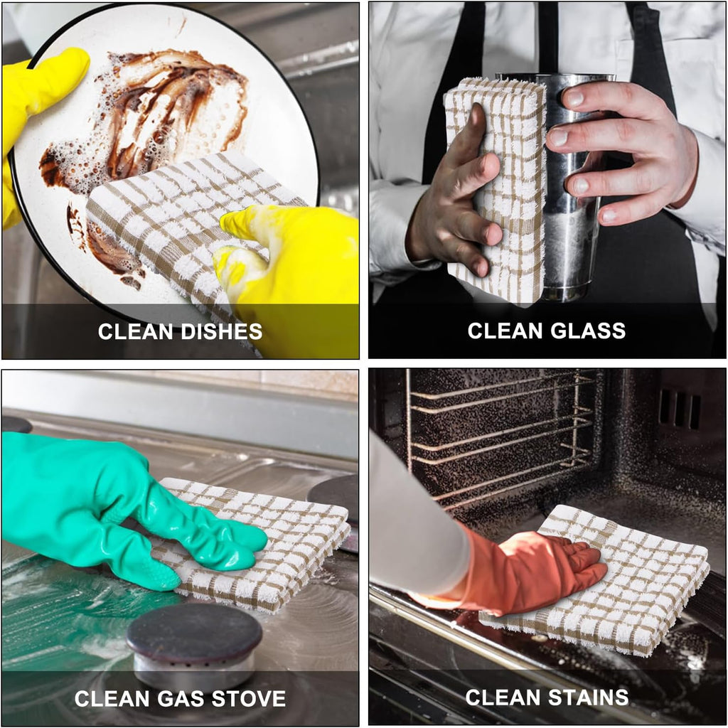 Nialnant 8PCS Dish Cloths,100% Cotton Soft Absorbent Cleaning Rags,Quick Drying Dish Towels for Kitchen,Washing Dishes-Little Yellow-12x12in