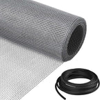 Window Screen Replacement Kit, 36"W × 90"L Durable Polyester Adjustable Screen Mesh with Retainer Spline (32ft) for DIY Project Window Screen Door Screen Replacement & Repair, Grey
