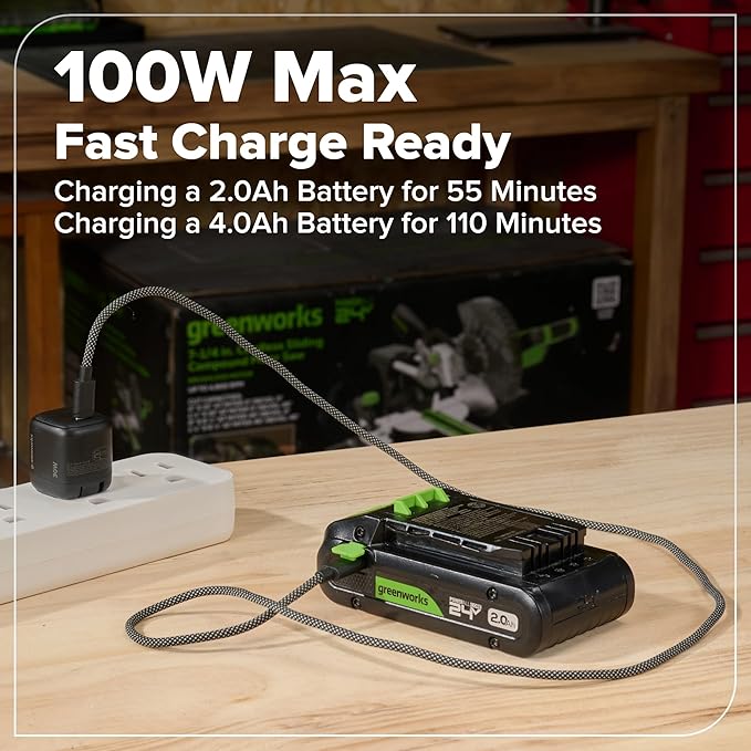 Greenworks 24V Cordless Brushless 400 in-lbs Drill/Driver, Lightweight, LED Work Light,18+1 Clutch, 2.0Ah USB-C Battery (12,000mAh Power Bank),30W USB-C Charger and USB C to USB C Cable(3.3FT)