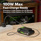 Greenworks 24V Cordless Brushless 400 in-lbs Drill/Driver, Lightweight, LED Work Light,18+1 Clutch, 2.0Ah USB-C Battery (12,000mAh Power Bank),30W USB-C Charger and USB C to USB C Cable(3.3FT)