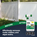 RMR Deck, Patio, & Fence Wash - Commercial-Grade Outdoor Stain Remover for Mold, Mildew, and Algae, 64 Ounce Bottle with Hose-End Adapter