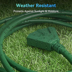 K KASONIC - 10 Ft Extension Cord with 3 Outlets, UL Listed 16/3 SJTW 3-Wire Grounded, 13A 125V 1625W for Indoor/Outdoor Use - Green