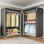 FUTASSI White Clothing Rack with Black Cover, P1C Plus Rolling Closets with Wheels, Metal Garment Rack for Hanging Clothes, Clothing Storage Wardrobe, 46" W x 18.5" D x 80.7" H, Load 524 Pounds