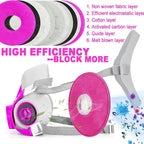 RANKSING Respirator Mask with Filters and Glasses to Against Dust Gases Fumes in Painting Spraying Sanding Orange/Pink
