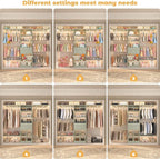 Closet System - 4.75-8FT Closet Organizer System with Wooden Drawers & Cube Storage Organizer, Up To 96" Closet Systems for Nursery & Walk-In Closets with Cuttable Hanging Shelving, Crab Green