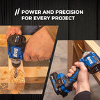 Kreg Ionic Drive Drill & Driver Combo Bundle - With Charger & Battery (2) - High Torque Professional Workshop Tool - LED Light - Two Speed & Variable Speed Trigger - Heavy Duty Tool - KPTBDRDV2550A