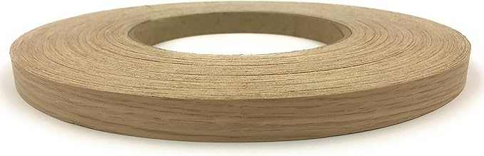 White Oak 1 1/2" X 250' Wood Veneer Edgebanding Preglued Roll - Flexible Wood Tape, Easy Application Iron On with Hot Melt Adhesive. Smooth Sanded Finish. Made in USA