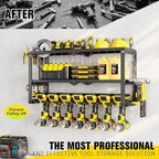 Power Tool Organizer Wall Mount - 300Lbs Load 3 Layers Storage Rack with 7 Drill Holders for Drills Cordless Tools. Heavy Duty Iron Garage Tool Organizer Storage for Workshop Shed Pegboard Basement