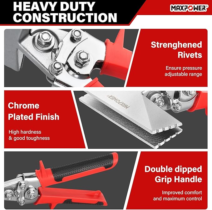 MAXPOWER Sheet Metal Hand Seamer, 3-inch and 6-inch Straight Jaw Sheet Metal Bender Tools with Ergonomic Handle, 2-Pack Metal Bending Tools