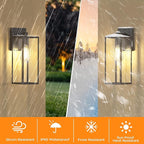 WIHTU 16in Outdoor Light Fixture Wall Mount, LED Exterior Lighting fixtures for Outside, Front Porch Lights, Waterproof Wall Sconce Lantern Lamp, Black Coach Lights for House, Patio, Garage, Doorway