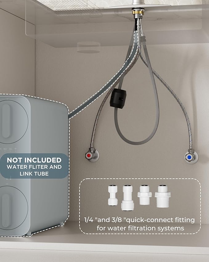 FORIOUS Kitchen Faucet with Purfied Water Filter, 2 in 1 Commercial Stainless Steel Pull Down Sink Faucet and Drinking Water Faucet 2 Handle for Pot Filler Kitchen Sink Farmhouse Bar, Brushed Nickel