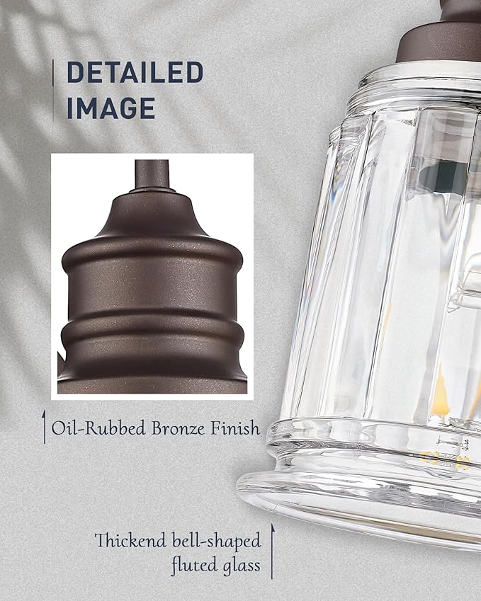 Rustic Wall Sconces Set of Two, HWH Farmhouse Vanity Wall Sconces for Bathroom, 1-Light Wall Sconce Light Fixtures Indoor Wall Lamps for Bedroom, Oil Rubbed Bronze Finish, 5HZG106B-2 ORB