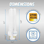 OHLECTRIC 18W Warm White Fluorescent Lamps with G24q-2 Base - 2700k Double Tube Compact Fluorescent Lamps - Perfect Choice for Garage, Halfway, Yard, Porch - Pack of 4