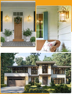 Gold Dusk to Dawn Outdoor Wall Lantern Exterior Light Fixtures Wall Mount Porch Light with Photocell Sensor Waterproof Outside Sconce for House, Patio, Garage,Seeded Glass Outside Wall Lamps