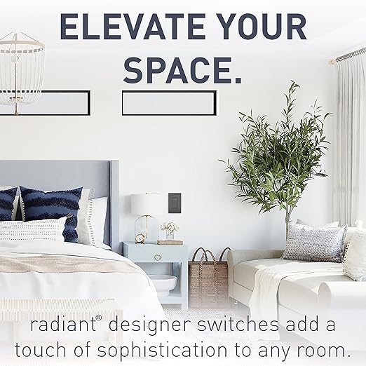 Legrand radiant TM873BKCC10 15 Amp Rocker Wall Switch, 3-Way Decorator Light Switches, Black (1 Count)