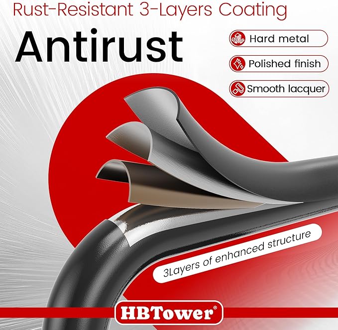 HBTower Step Ladder, Folding Step Stool with Wide Anti-Slip Pedal, Sturdy Steel Ladder, Convenient Handrail, Lightweight, Portable Steel Step Stool