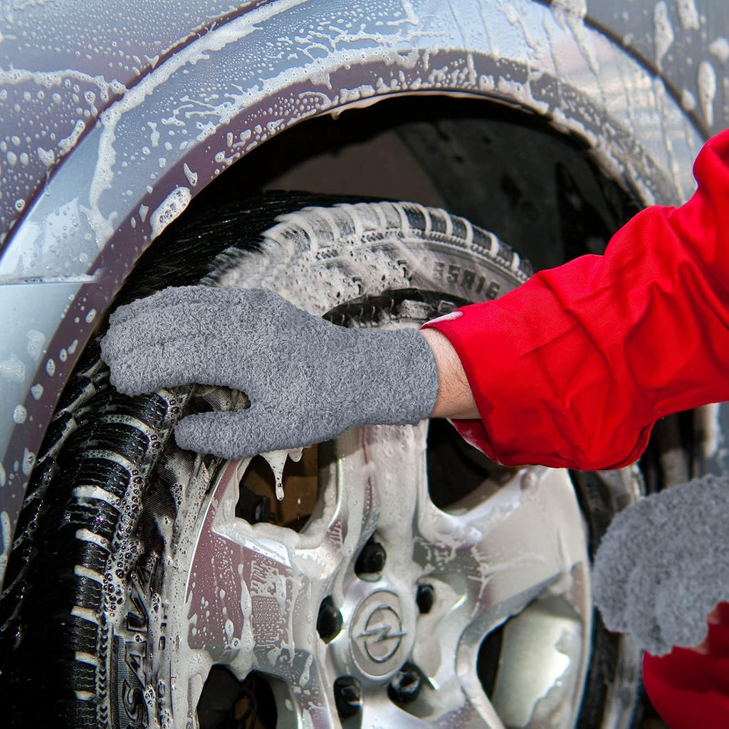 Patelai 3 Pairs Microfiber Plant Dusting Gloves Leaf Cleaning Gloves for Indoor Plants, Blinds, Furniture, House(Small,Dark Blue, Gray, Khaki)