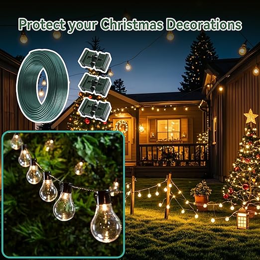 18 Gauge SPT-1 Wire Green 100FT 6PCS Specialized Vampire Plug Landscape Lighting Wire, can be Used as a Cord for Indoor Low Voltage Devices and Outdoor String Light Power Cord Extension