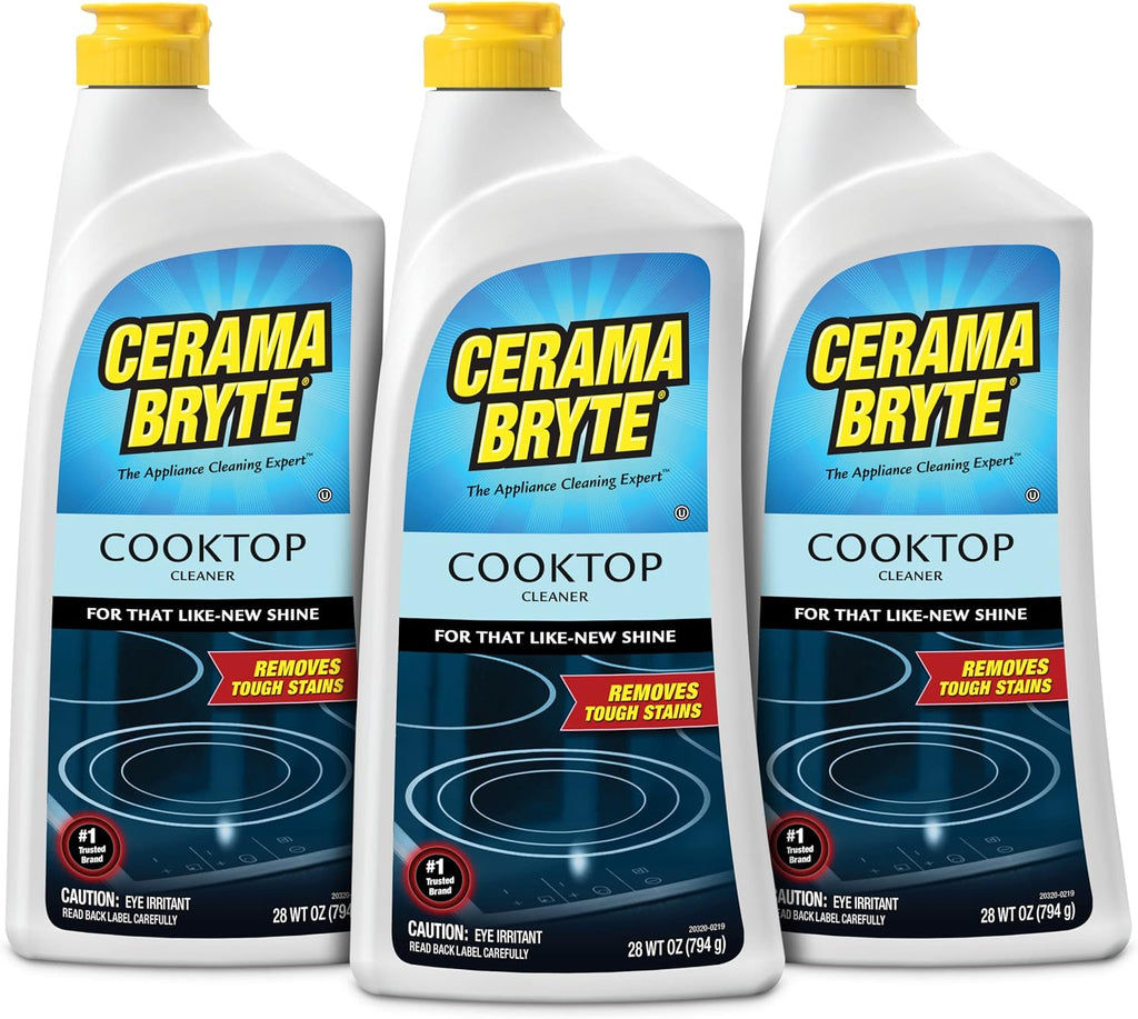 Cerama Bryte Removes Tough Stains Cooktop and Stove Top Cleaner for Glass - Ceramic Surfaces, 3-28 oz