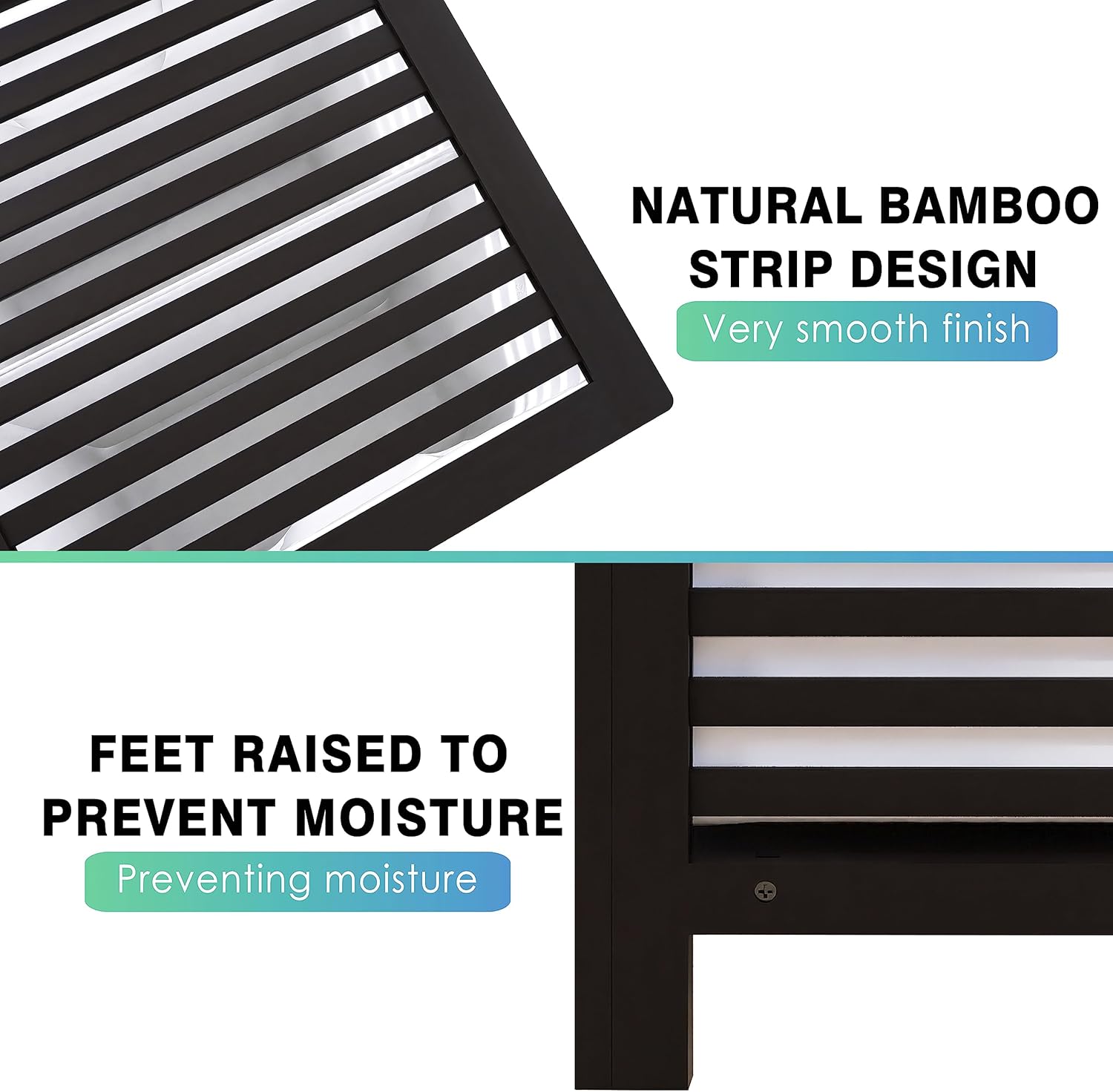 SMIBUY Double Laundry Hamper with Lid, 120L Bamboo Laundry Basket with Removable Liner Bag, 2-Section Clothes Divider Laundry Sorter for Laundry Room, Bathroom, Bedroom (Black)