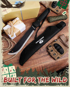 MOSSY OAK Machete with Saw, 19" Sharp Machete with Sheath, Ergonomic No-Slip Handle, Machetes for Bushcraft, Outdoor Hunting, Garden Cutting Trees and Yard Work