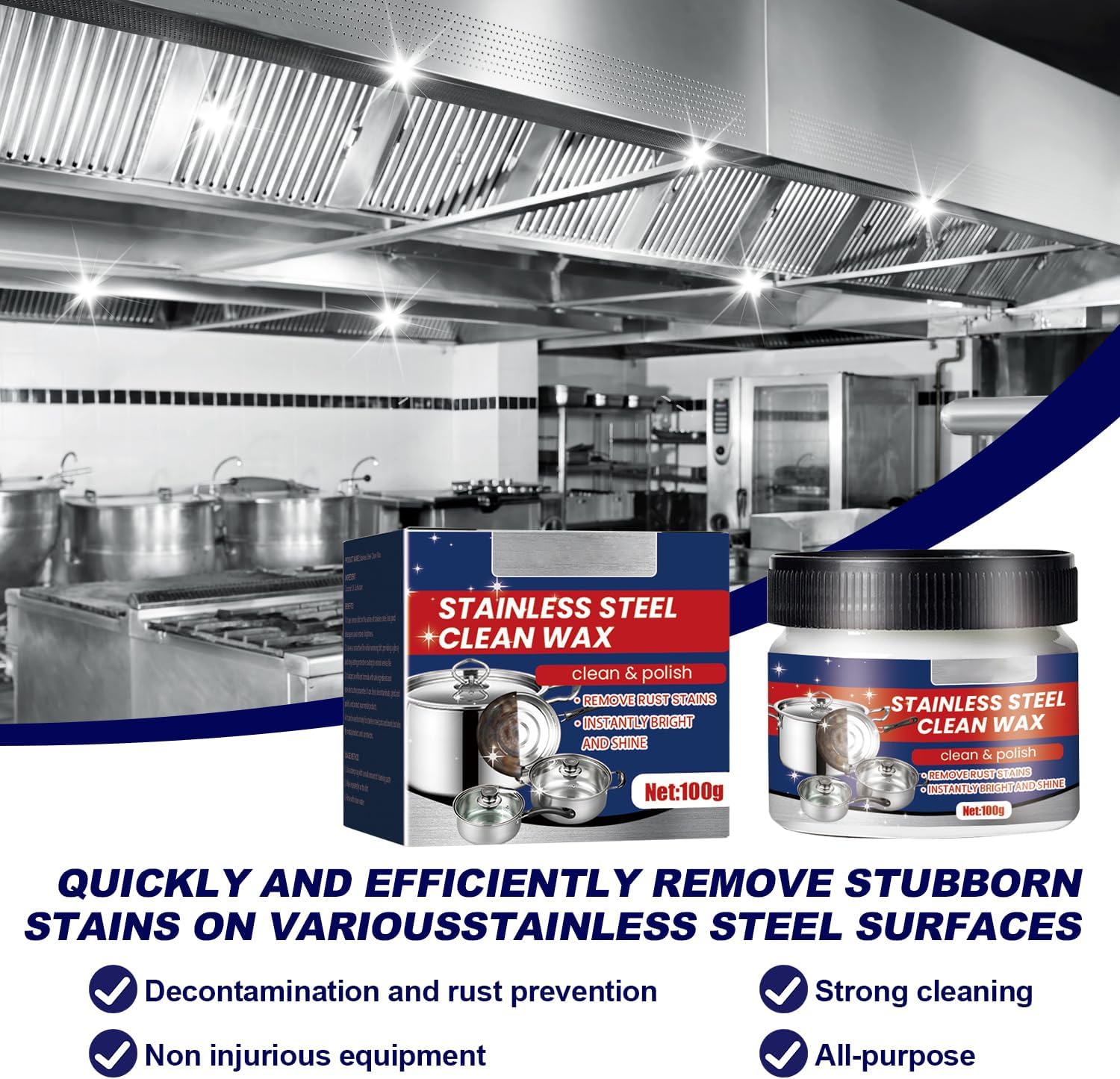 2PCS Stainless Steel Clean Wax, Magical Nano-Technology Stainless Steel Cleaning Paste, Stainless Steel Cleaner and Metal Polish, 3 In 1 Stainless Steel Wax Cleaner for Grease, Oven, Sink