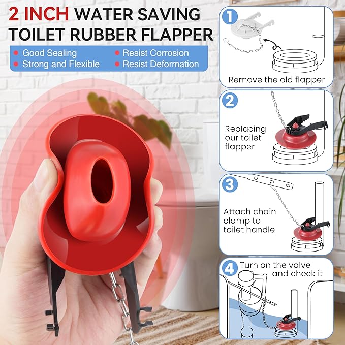 Saillong 3 Set Universal Toilet Tank Replacement Kit, Include Fill Valve, 2 Inch Low Flow Rubber Flapper, Side Mount Toilet Flush Brass Handle, Adjustable, Quiet, Easy Install Repair Kit