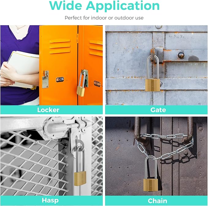 US-81/40L-2P Long Shackle Keyed Padlock (Keyed Alike, Waterproof, Solid Brass Lock) for Sheds, Storage Unit, School, Gym Locker, Fence, Toolbox, Hasp, Storage- 1-9/16 in. (40 mm L) *2