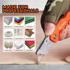 Box Cutter, 4-Pack Tough Folding Box Cutter for Heavy Duty Purpose, Razor Sharp Blade, Comfortable Handle, with Extra 10-Piece Blades, Can cut Drywall, Sheet Plastic, Linoleum, Boxes, Rope