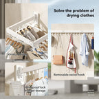 Wall Mounted Clothes Hanger Rack, Clothes Drying Rack,Laundry Drying Rack,Collapsible Clothes Rack Wall Mount, Retractable Drying Rack Clothing,can Fold Upward & Left & Right,White Color