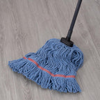 Matthew Large Commercial&Residential Mop Heavy Duty Industrial Mops w/Screw-on handle(Fit Standard American Screw)Looped-End String Wet Cotton Mops for Home,Office,Warehouse - 2 Set&2 Mop Replacements