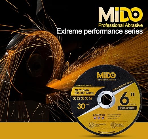 30 Pack Cut Off Wheels 6 Inch Cutting Wheel 6" x.040 x7/8" Metal&Stainless Steel Cutting Disc Fit for Angle Grinder