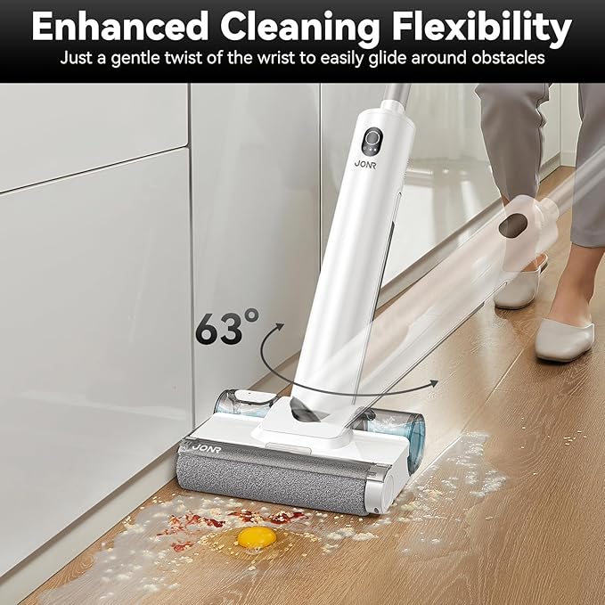 JONR S20 Pro FlexReach Wet Dry Vacuum Cleaner, 180° Lie-Flat Cordless Vacuum Mop All-in-One for Hard Floors, Floor Cleaner Machine with Self Propelled, 0.1Inch Edge Cleaning, One-Step Cleaning, White