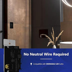 LIDER Dimmer Paddle Switch for Dimmable 300W LED/CFL Lights, 1-Pole or 3-Way, 120 V, Modern Upgrade, UL Listed, Wall Plate Included, Black