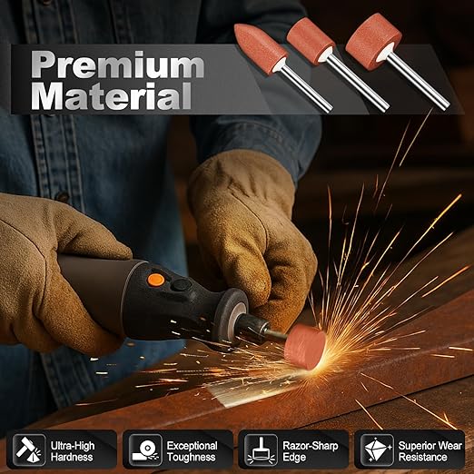 64Pcs Sanding Bits for Dremel Rotary Tools, 1/8" Shank Aluminum Oxide Grinding Stones and Sanding Drill Bits, Durable for Metal Rust Removal, Smoothing, Sharpening, Multiple Shapes to Meet More Needs