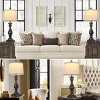 29" Tall Table Lamp for Living Room Set of 2,Farmhouse Vintage Bedside Nightstand Lamps with USB C+A Ports & AC Outlet,3-Way Dimmable Touch Control Retro Black Lamp for Bedroom,Color 5