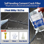 Concrete Crack Filler and Sealant, Quick Drying High Elasticity Cement Crack Filler, Waterproof Repair, Self-Leveling Concrete Slab Repair for Driveway, Patio (Black, 35.27 OZ)