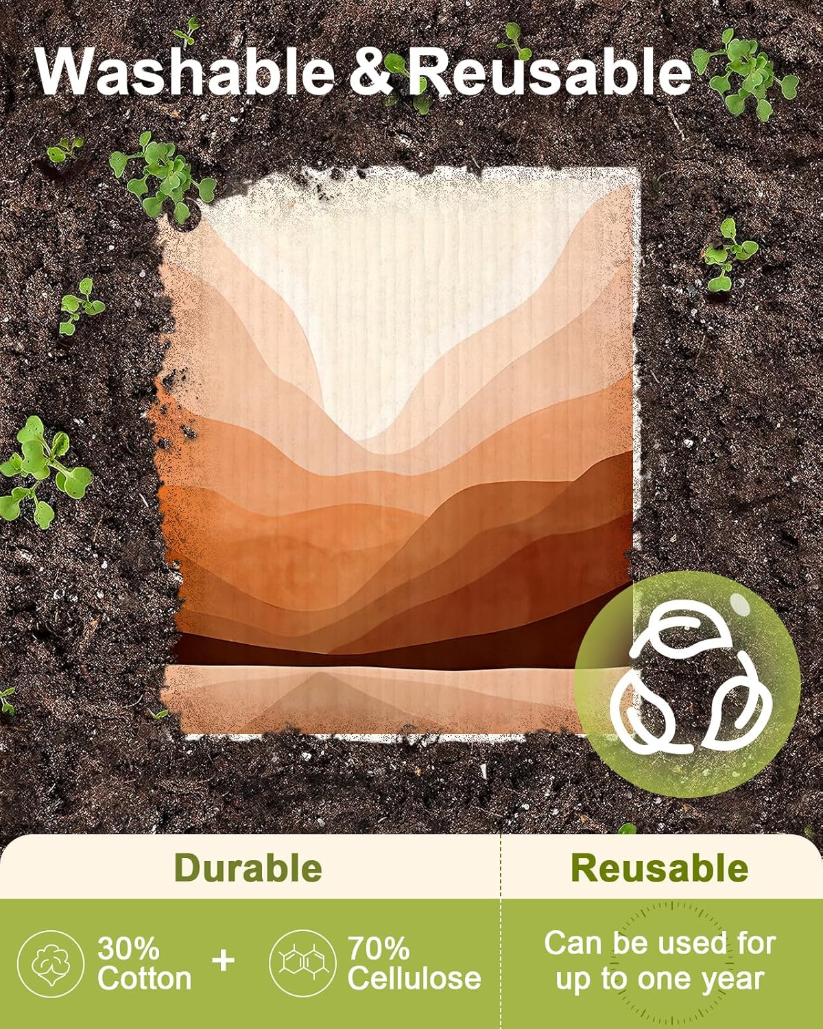 6 Pack Swedish Dishcloths for Kitchen - Reusable Dish Cloths for Washing Dishes Absorbent Cute Funny Kitchen Towels Cleaning Sponge, Sunrise