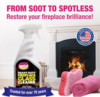 Quick N Brite Fireplace Glass Cleaner 24oz, with Sponge and Microfiber Towel