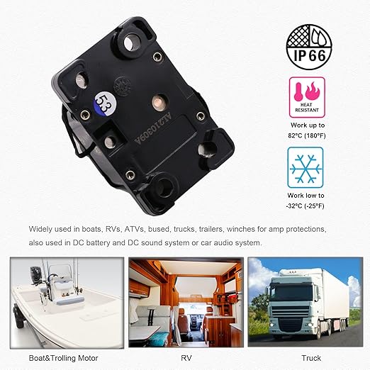 E69 10 Amp Circuit Breaker T3 Manual Reset Mini Surface Mount IP66 10A Switchable