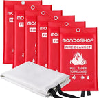 Mondoshop Fire Blanket Emergency for Home and Kitchen 6pack Fire Blankets Fire Resistant Blanket for Camping, Grill, Car, Office, Warehouse, School, Picnic, Garages, Workshops