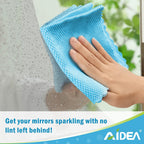 AIDEA Microfiber Glass Cleaning Cloth, 8PK, Premium Microfiber Glass and Window Cleaner, Lint Free Quickly Clean Windows, Glasses, Windshields, Mirrors, Stainless Steel, 12"x12"