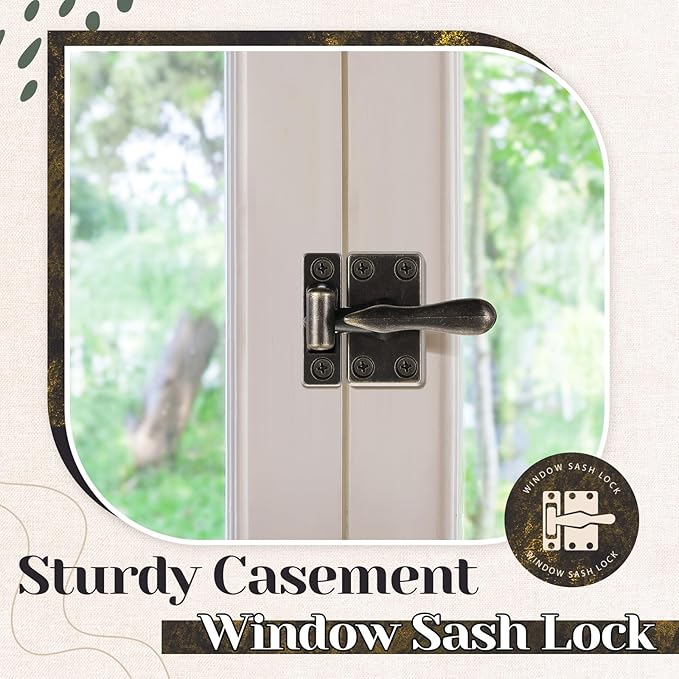 Hicarer 4 Pack Casement Window Lock 1-7/8 Inch Zinc Alloy Window Sash Lock Latch Replacement for Home Casement Windows (Bronze)