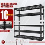 48" W Garage Shelving Heavy Duty,5-Tier Storage Shelves,3030LBS Adjustable Metal Shelving Units for Basement, Kitchen,Commercial,Warehouse,Pantry, 48" W x 72" H x 24" D