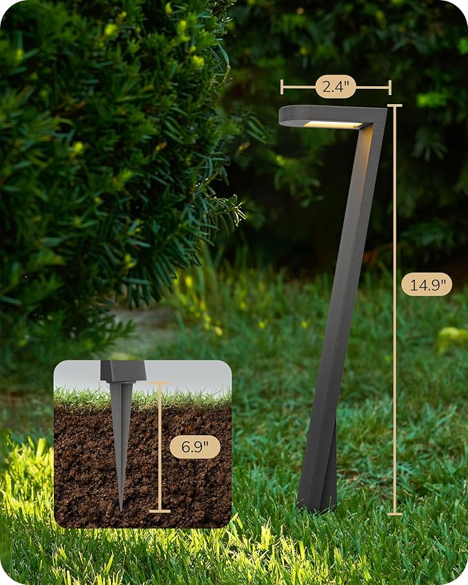 EDISHINE Low Voltage Pathway Lights Wired, 2700K 100LM 5.5W 50000Hrs 12V Waterproof Outdoor Lighting & Accessories, Modern Aluminum Electric LED Path Lights for Sidewalk Yard Garden